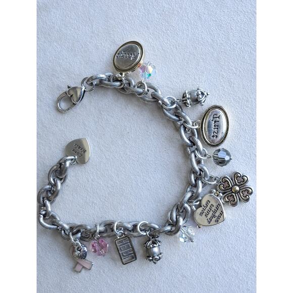 Brighton Power Pink Charm Bracelet Breast Cancer Awareness 2006 Retired 8.5" - Picture 4 of 6
